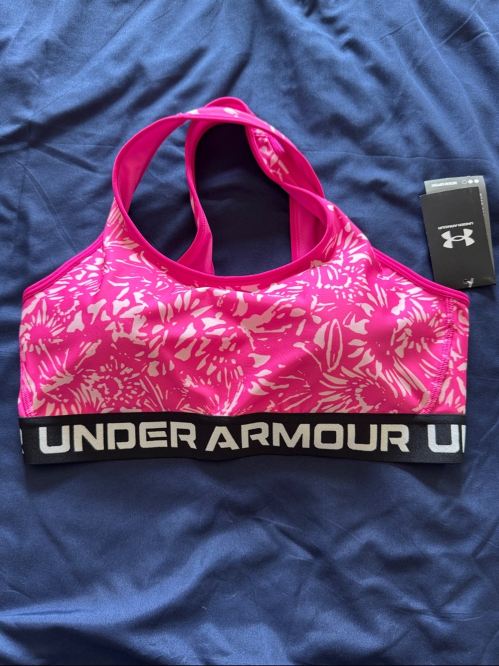 Under Armour Hot Pink & White Floral-Print Sports Bra